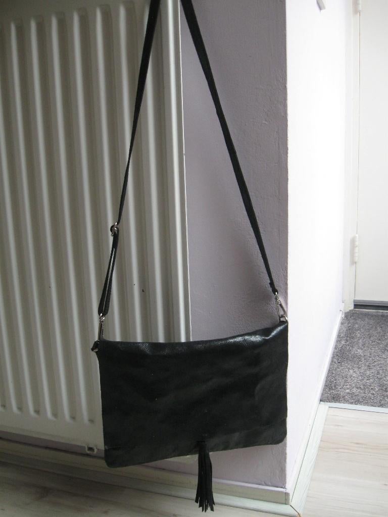 VERA PELLE zwart leren tas goede staat als nieuw, Sieraden, Tassen en Uiterlijk, Tassen | Damestassen, Ophalen of Verzenden, Zo goed als nieuw