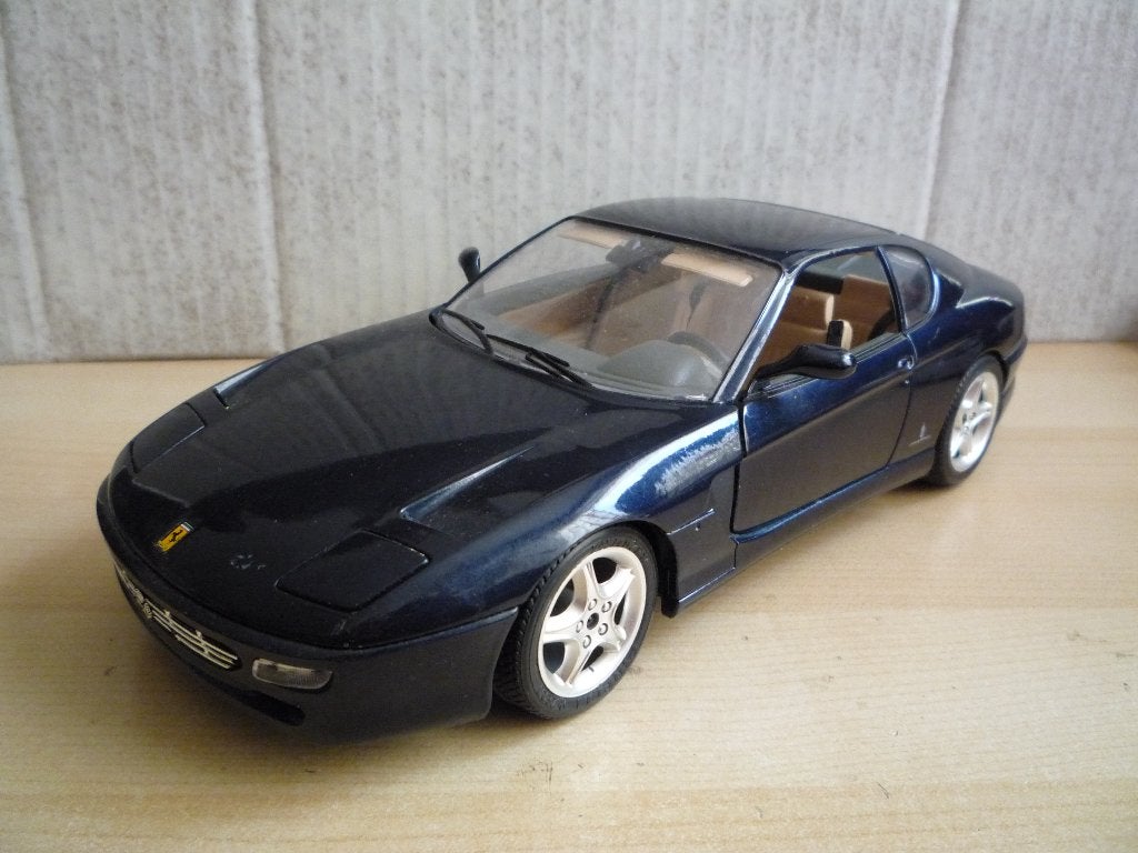 Ferrari 456 GT donkerblauw metallic Burago 1:18, Ophalen of Verzenden, Gebruikt, Auto, Bburago