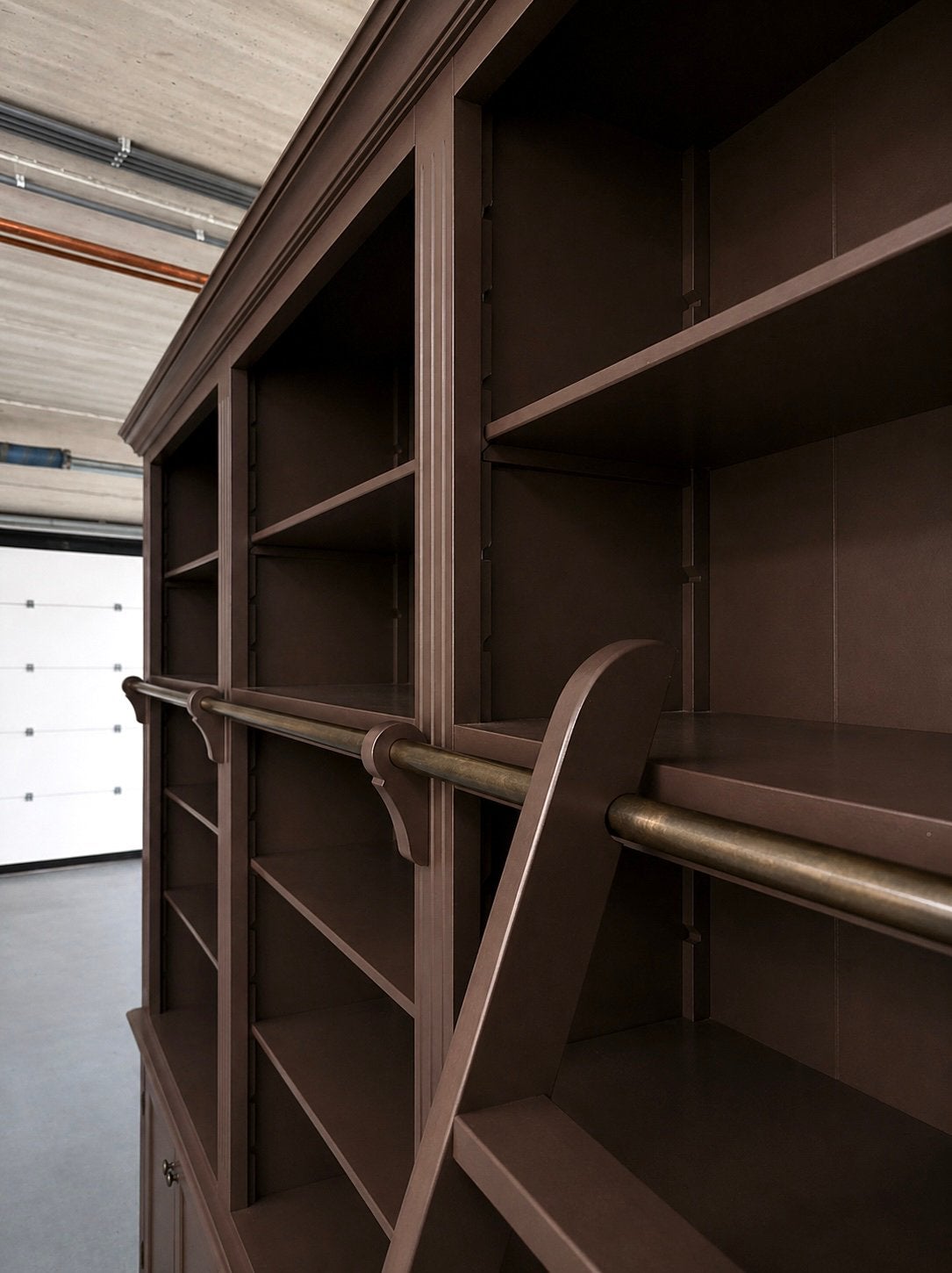 Grote Landelijke Boekenkast met ladder Bruin |#K41, Huis en Inrichting, Kasten | Boekenkasten, Met plank(en), 200 cm of meer, Pakhuis Zuidwest