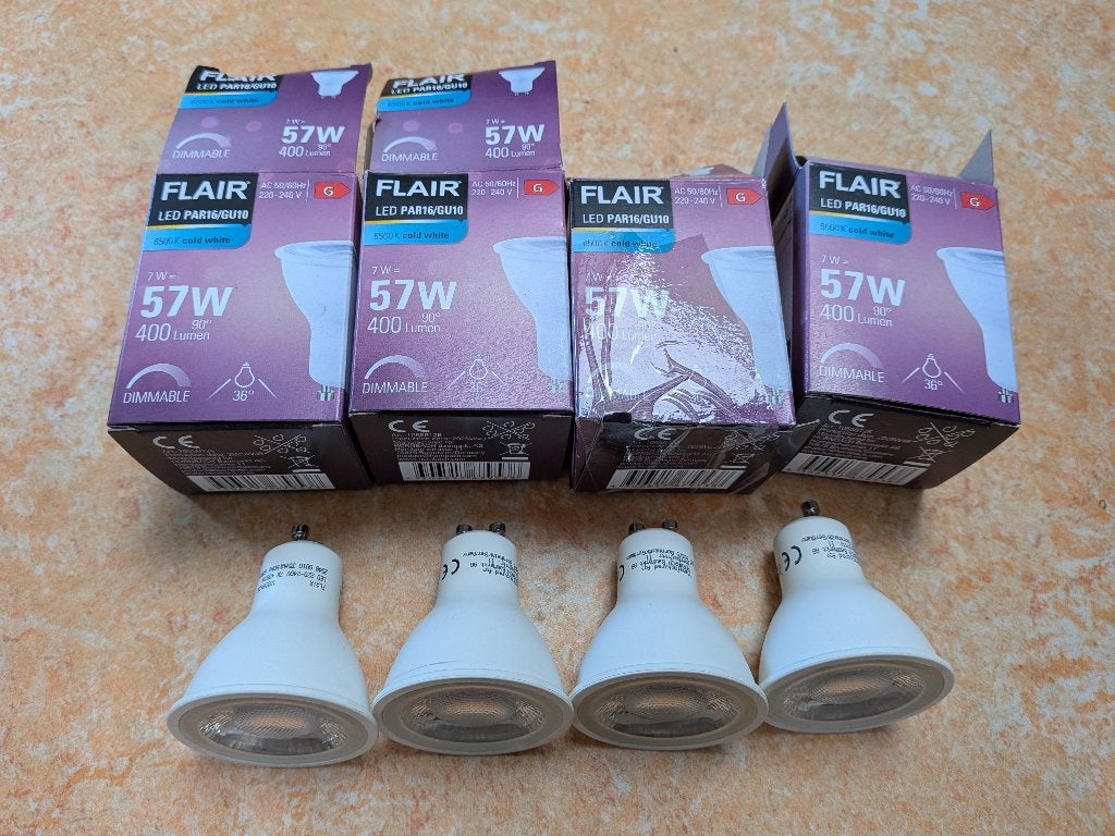 4 LED lampjes, Kunststof, GU10, Overige merken, Nieuw