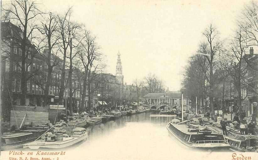 380-425-007 Leiden Visch en Kaasmarkt, Verzenden, Voor 1920, Zuid-Holland