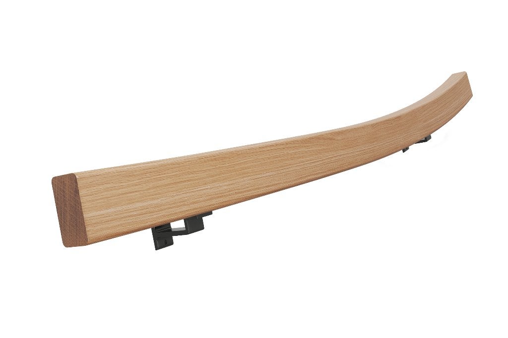 Eiken rechthoekige gebogen trapleuningen 3 stuks, Eiken, Nieuw, Ophalen of Verzenden, 200 tot 250 cm