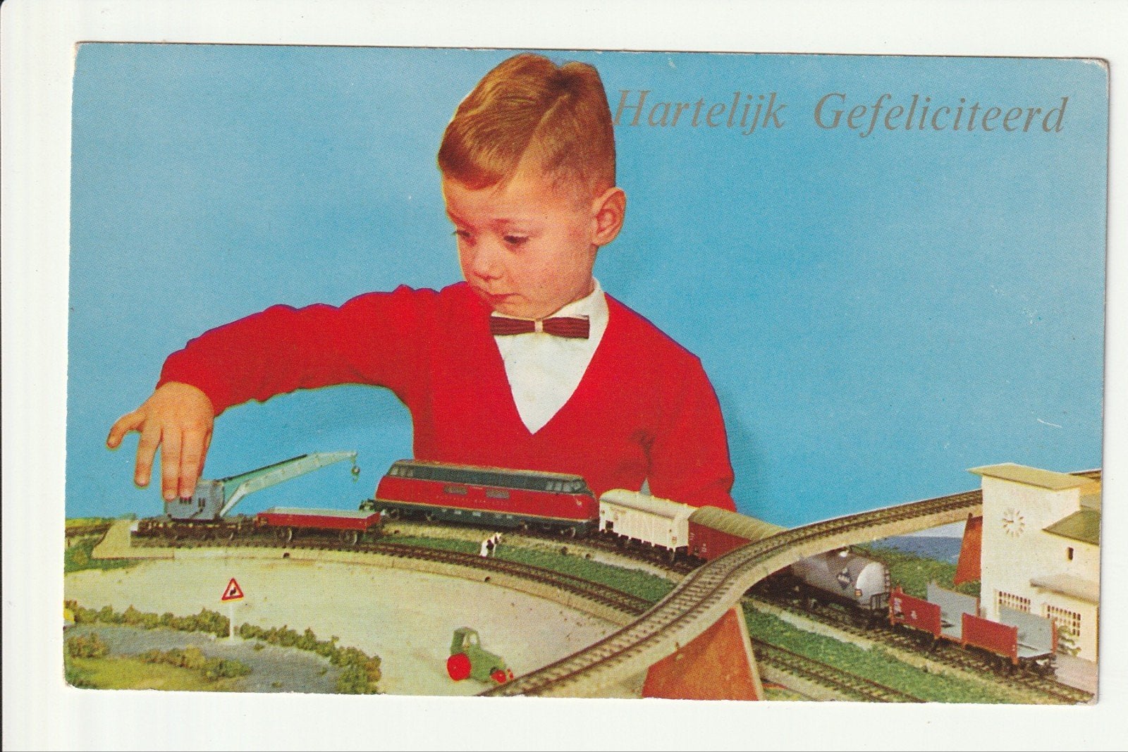 MODELTREINBAAN STATION KRAAN DIESEL HARTELIJK GEFELICITEERD, Ophalen of Verzenden, 1940 tot 1960, Ongelopen, Overijssel