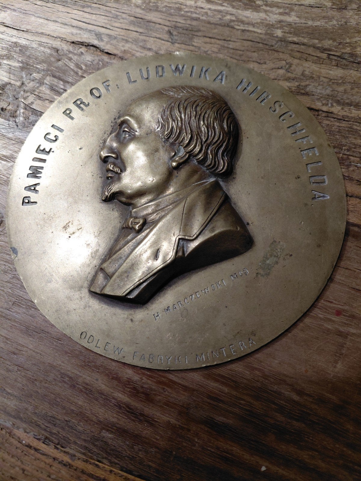 Zeldzame Antieke Bronzen Plaquette – Prof. Ludwik Hirszfeld, Ophalen of Verzenden, Brons, Buitenland