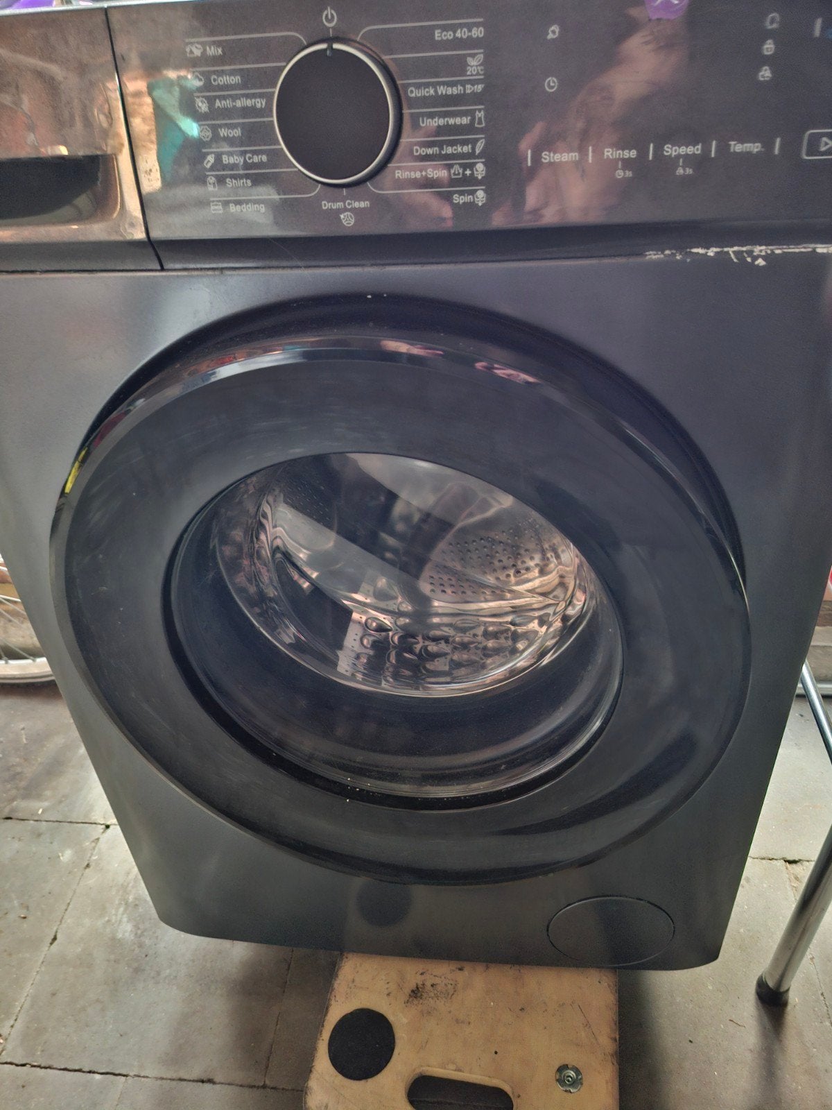 Zwarte antracirr wasmachine Chiq 7 kg voor weinig ruimte, Ophalen, Energieklasse A of zuiniger, 85 tot 90 cm