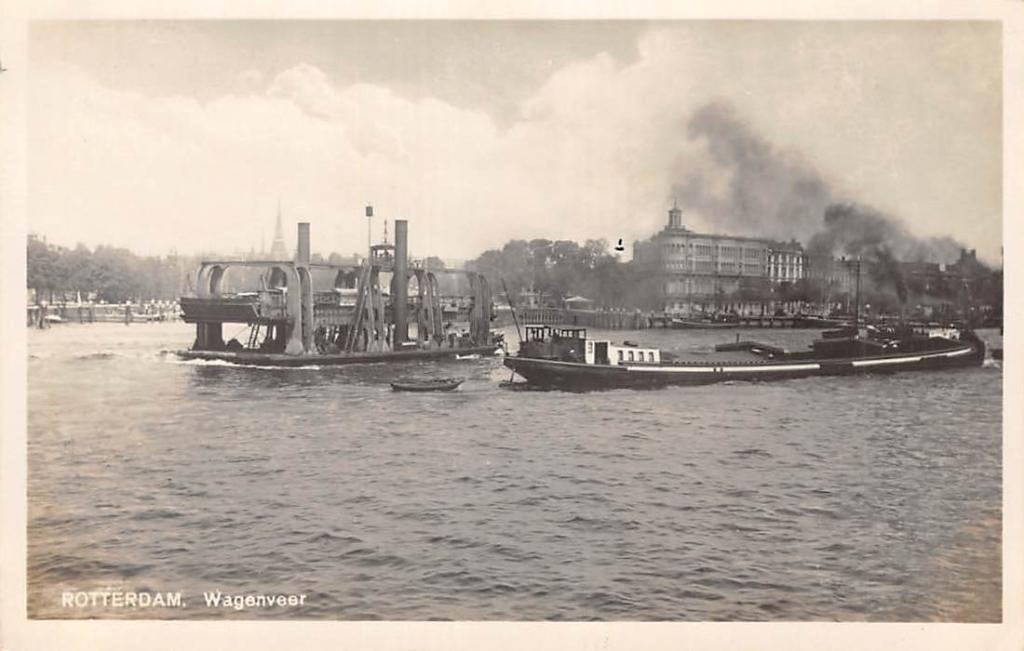 Rotterdam Wagenveer Stoomveerpont Maas Willemskade Schip, Ophalen of Verzenden, 1920 tot 1940, Gelopen, Zuid-Holland
