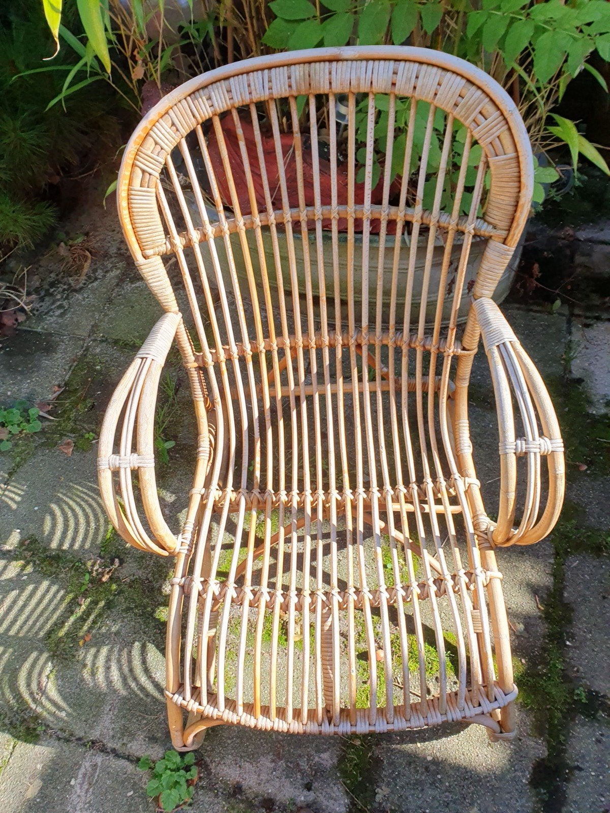 Vintage rieten stoel, Ophalen, Gebruikt, Rotan