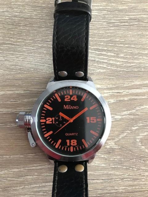 Milano HX007 horloge heren, Overige merken, Leer, Staal, Polshorloge