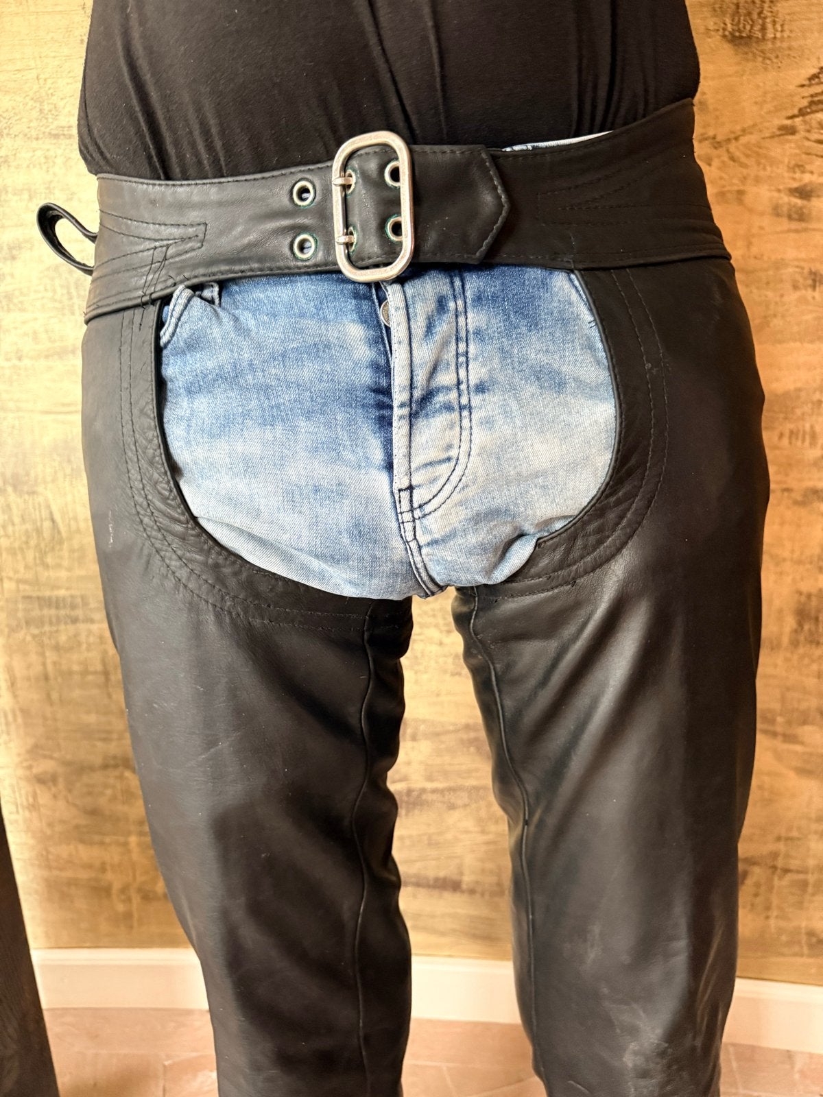 Lederen chaps van Mister B. Maat 33 /36, Ophalen of Verzenden, Gedragen, Maat 52/54 (L), Zwart