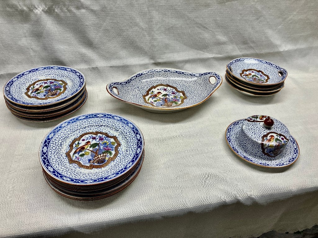 Mosa Maastricht Paradijsvogel 601, 18-delig servies ca. 1900, Ophalen of Verzenden