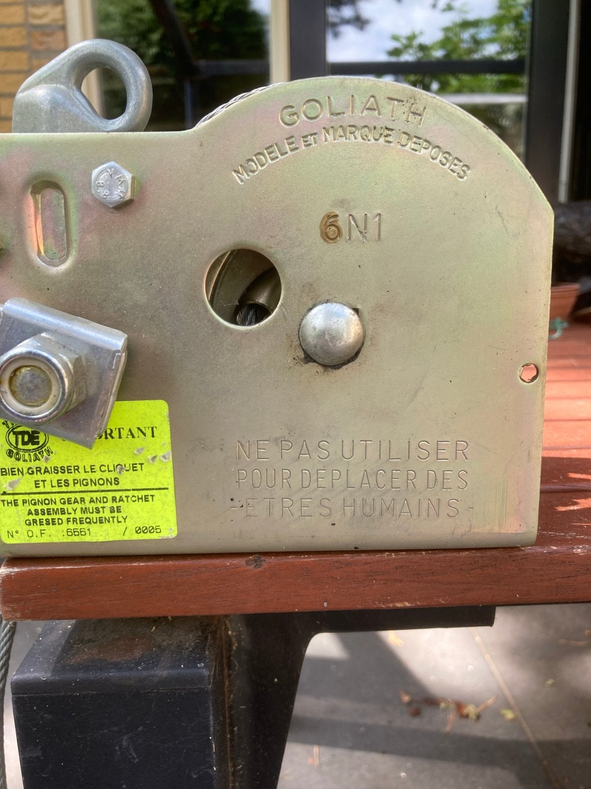Goliath Handlier met staalkabel - 6N1, Ophalen, Gebruikt, Handmatig