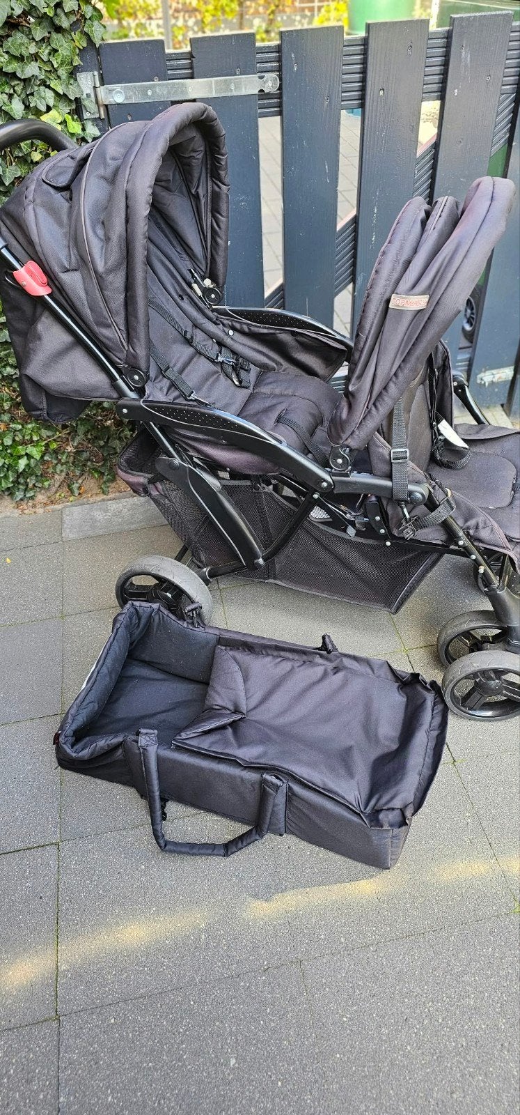 Topmark duobuggy met reiswieg en regenkap - weinig gebruikt, Zo goed als nieuw, Ophalen, Overige merken, Duowagen