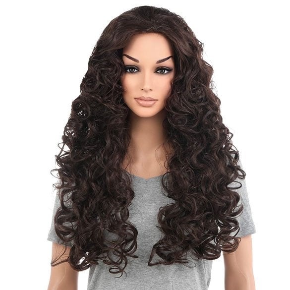 Mooie pruik bruin lang haar veel volume en krullen kleur 6, Ophalen of Verzenden, Nieuw, Pruik of Haarverlenging