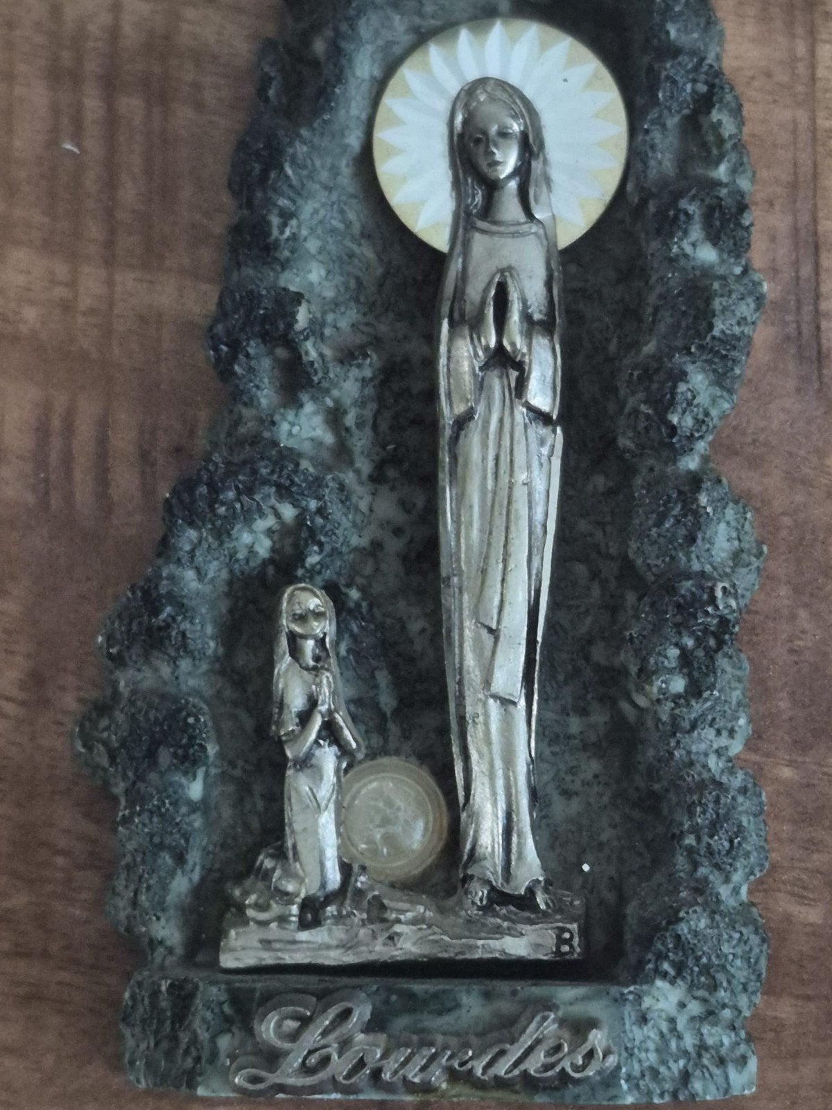Vintage Lourdes Icoon A.M. Italië met Reliekhouder, Ophalen of Verzenden