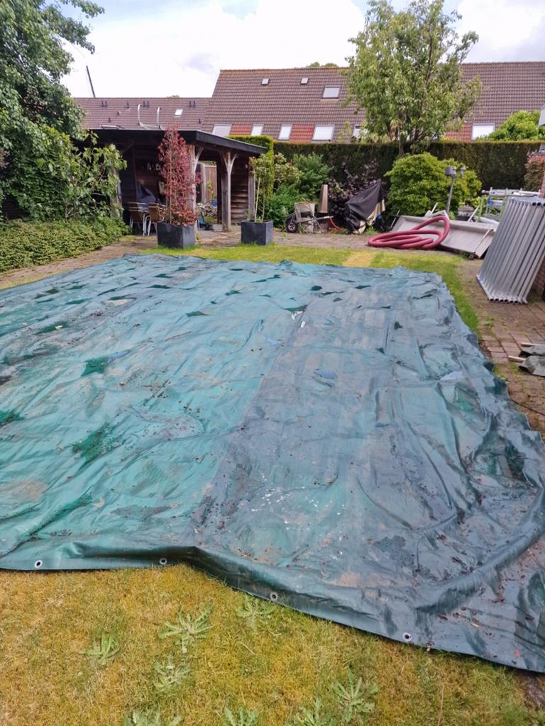 Groot groen dik afdekzeil ca 6x8meter, Tuin en Terras, Partytenten, Ophalen, Gebruikt, Overige typen, 4 tot 6 meter