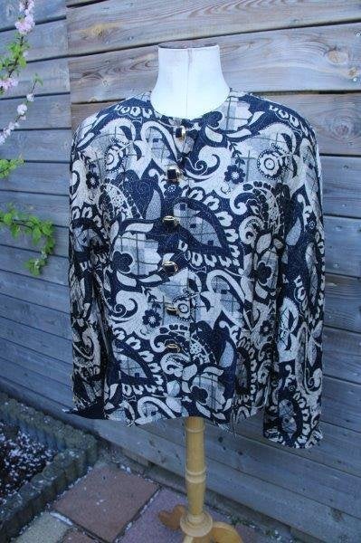 Jasje donkerblauw/ beige/ goud TH. Braun mt XL Vaste prijs, Kleding | Dames, Blauw, Maat 46/48 (XL) of groter, Ophalen of Verzenden