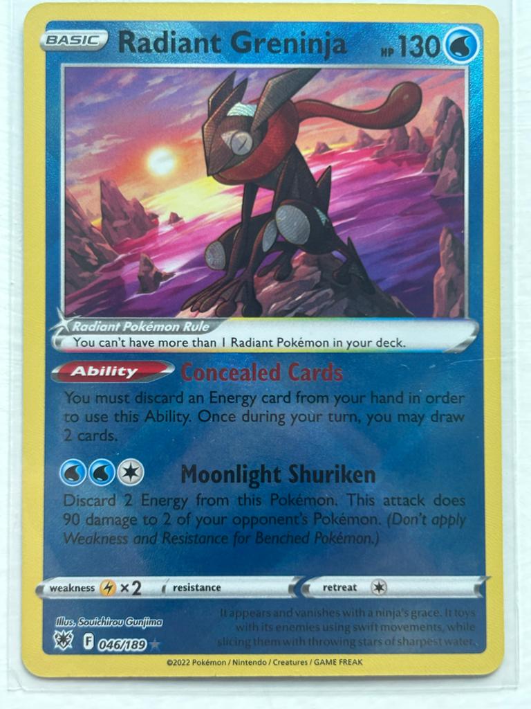 Radiant Greninja Pokémon Kaart, Verzenden, Zo goed als nieuw, Losse kaart, Foil