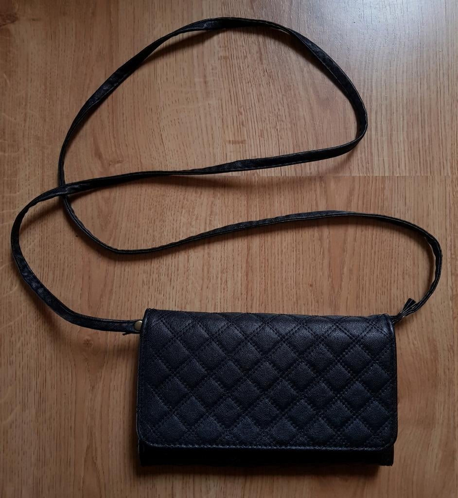 Clutch portemonnee schoudertas tasje zwart, Ophalen of Verzenden, Zo goed als nieuw, Zwart, Schoudertasje