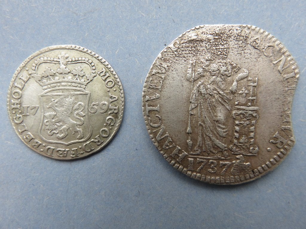 Gulden – kwartje – Nederland - 18e eeuw - bodemvondsten, Postzegels en Munten, Munten | Nederland, Vóór koninkrijk, Zilver, 25 cent