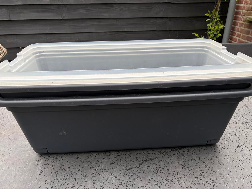 Grote zwarte plastic kweekbakken, Kunststof, Gebruikt, 50 tot 100 cm, Ophalen of Verzenden