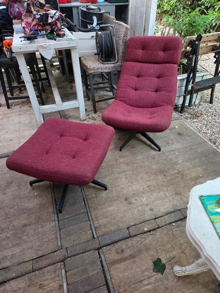 DRAAIFAUTEUIL IKEA MET VOETENBANKJE, Ophalen, 75 tot 100 cm, Zo goed als nieuw, Stof
