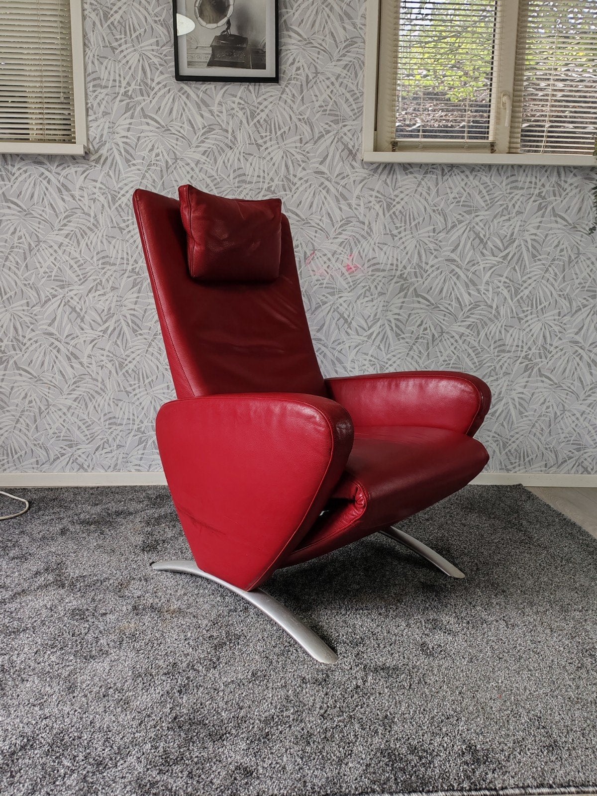 FSM Design Relaxfauteuil Rood Leer, Gebruikt, 100 tot 125 cm, Onbekend, Ophalen of Verzenden