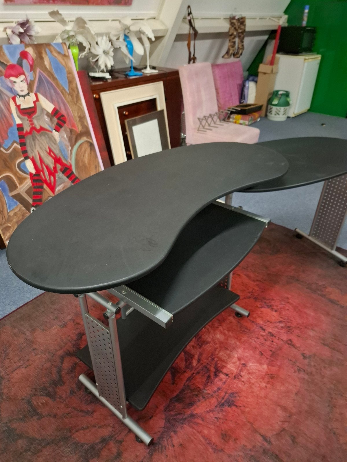 Zwarte inklapbare computertafel, Huis en Inrichting, Ophalen of Verzenden, Gebruikt, Kunststof