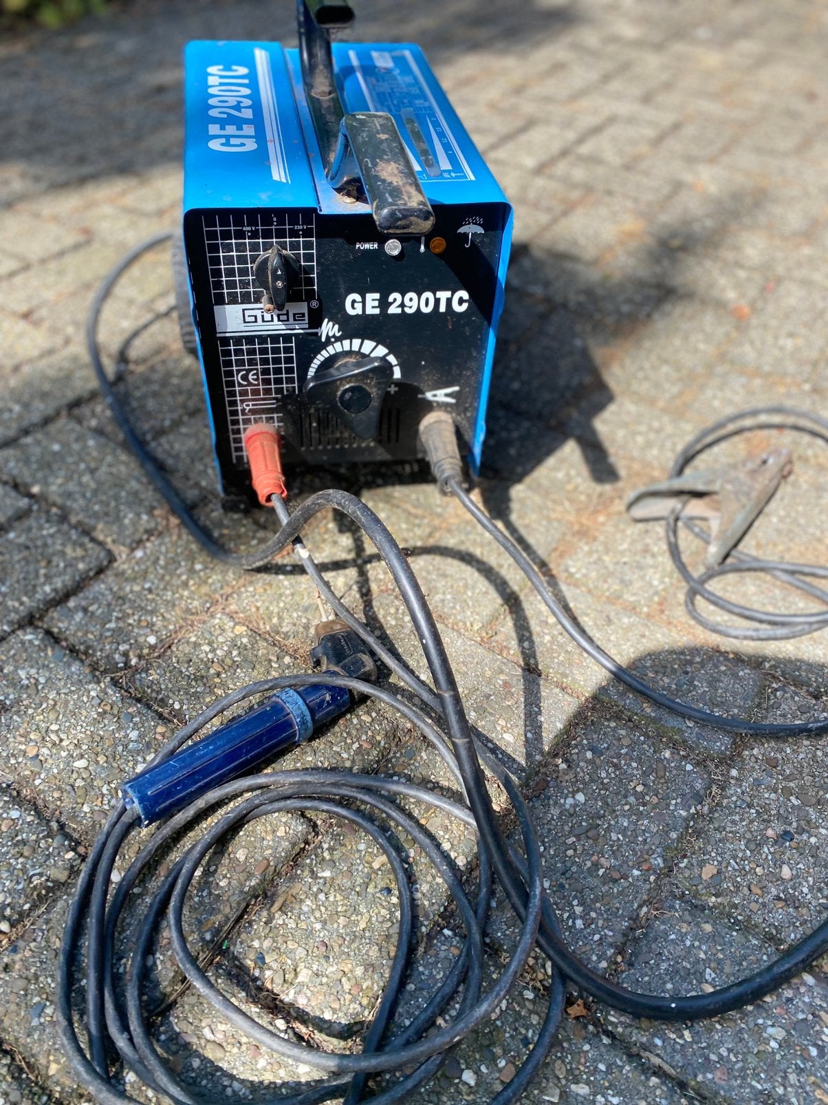 Gude lastrafo met toebehoor, Ophalen, Gebruikt, 150 tot 250 ampère, Elektroden