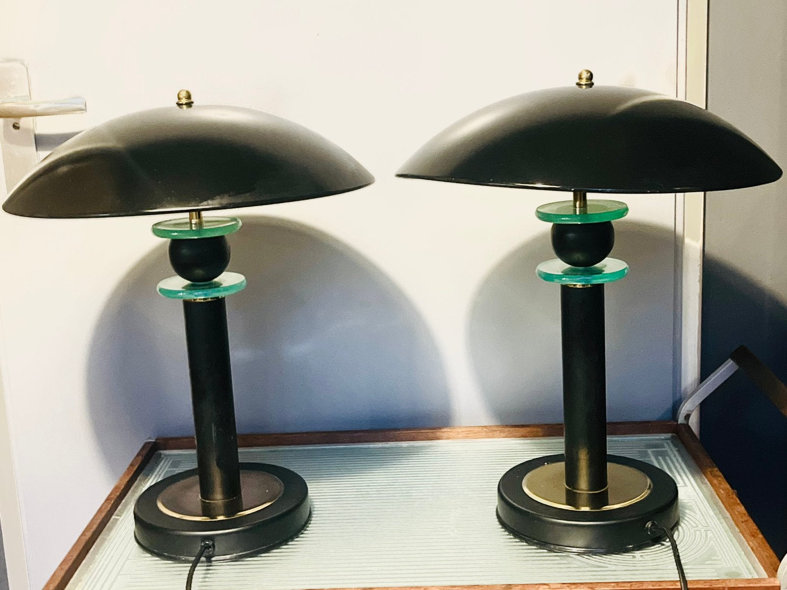 Shell Electric Tafellamp Jaren 1970 Mushroom Mid Century MFG, Huis en Inrichting, Ophalen of Verzenden, Zwart, Design, Glas