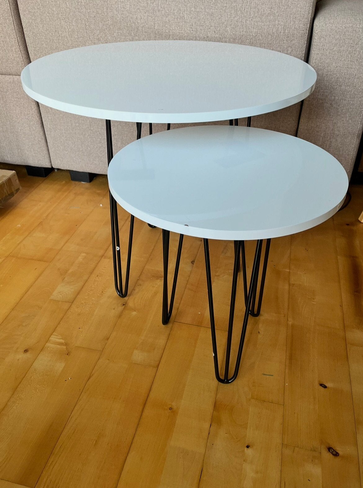 Twee ronden salontafels, Ophalen of Verzenden, Zo goed als nieuw, Rond, 50 tot 100 cm