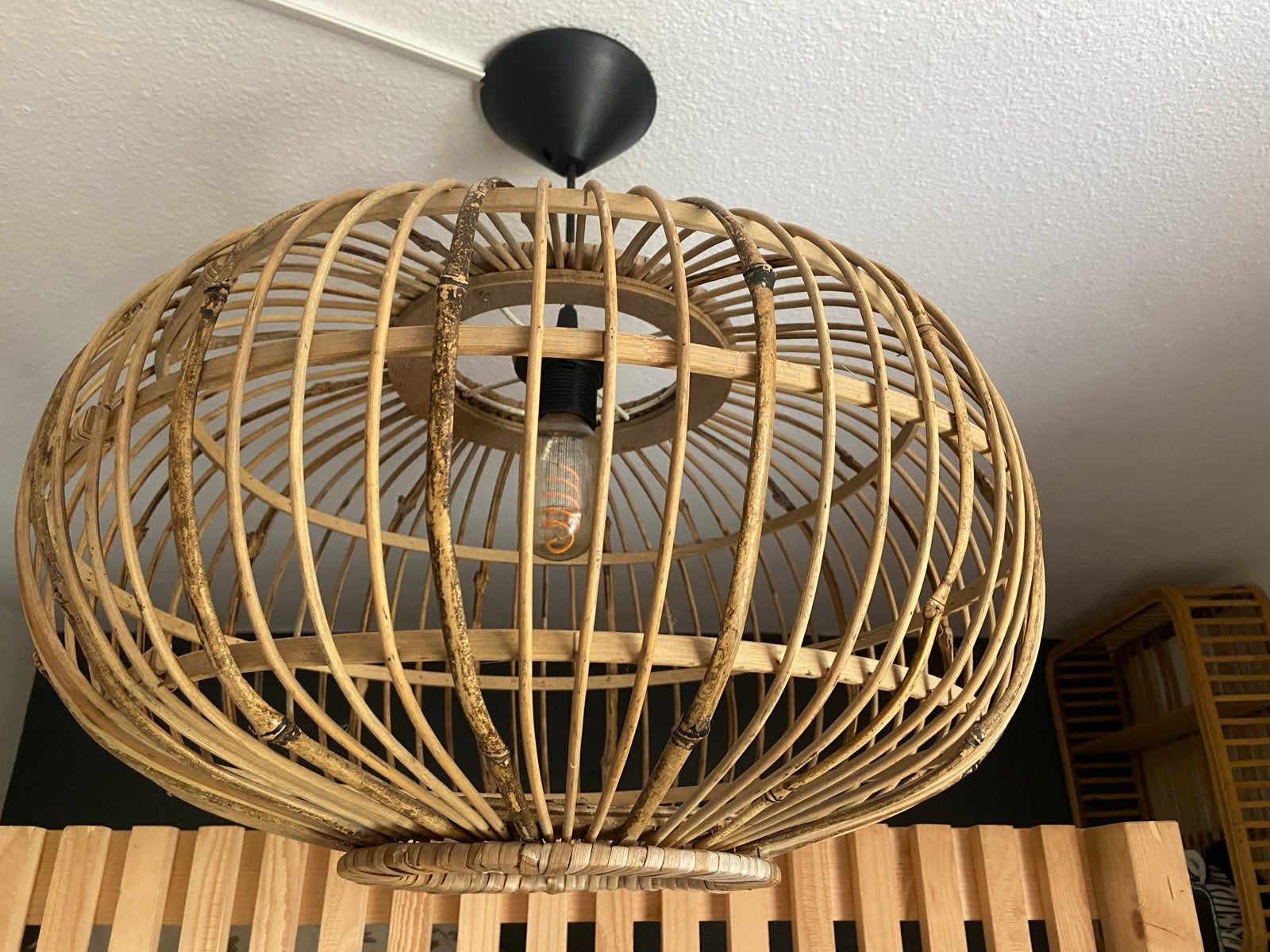 2x Kwantum Rotan Hanglamp - Natuurlijke Sfeer, Ophalen of Verzenden, Zo goed als nieuw, Hout, 50 tot 75 cm