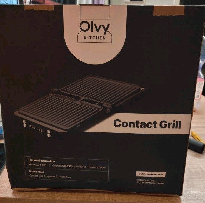 Olvy Contact Grill ZJ-529B - 2000W, Witgoed en Apparatuur, Contactgrills, Ophalen of Verzenden, Zo goed als nieuw