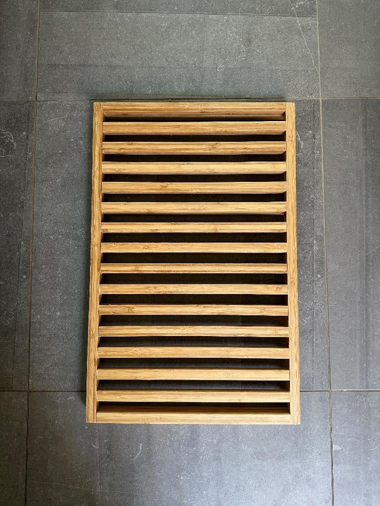 Bamboe badmat — antislip, Ophalen, Gebruikt, Bruin, Badmat