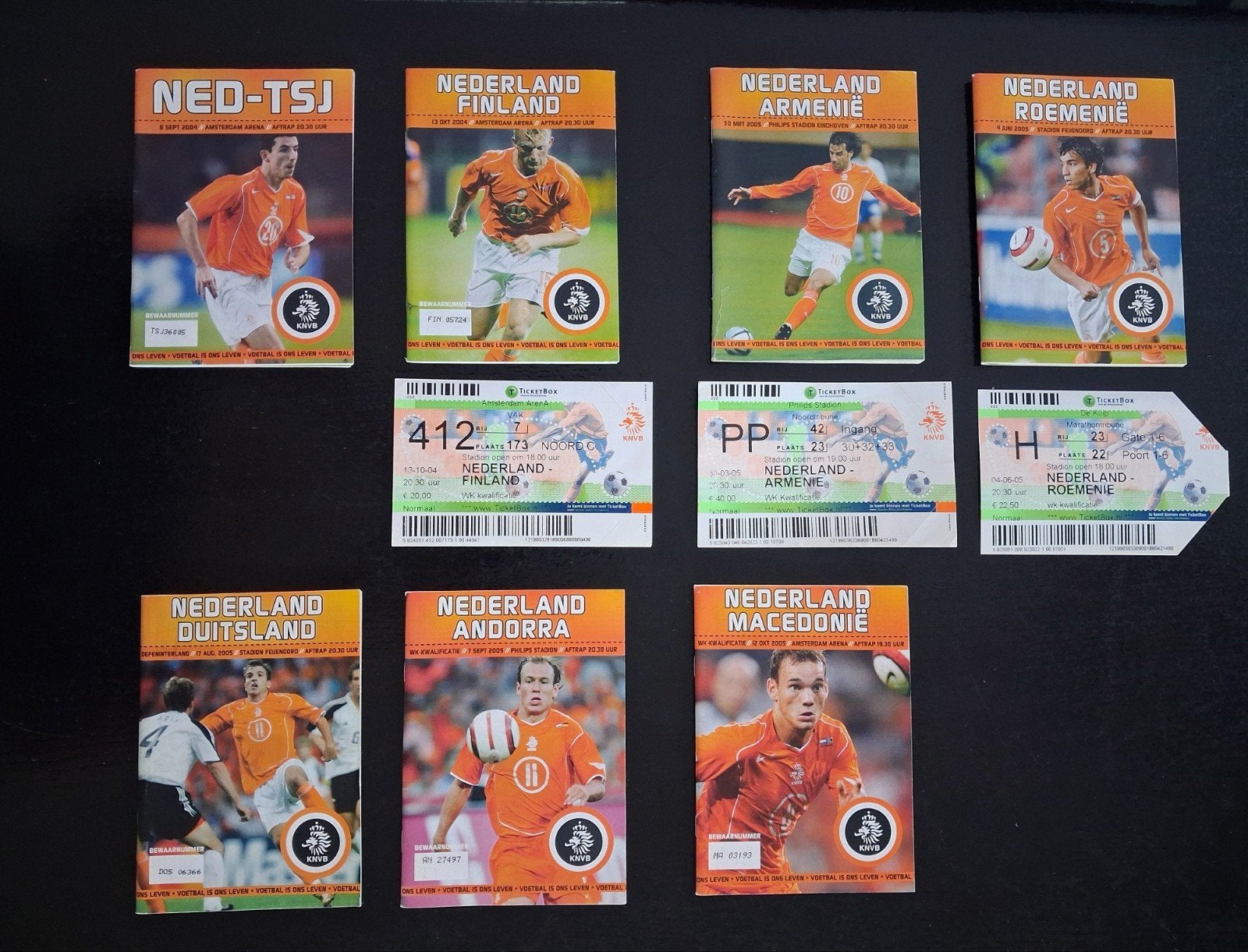Nederlands Elftal programma's en tickets uit 2004 en 2005., Verzamelen, Ophalen of Verzenden, Zo goed als nieuw, Overige binnenlandse clubs