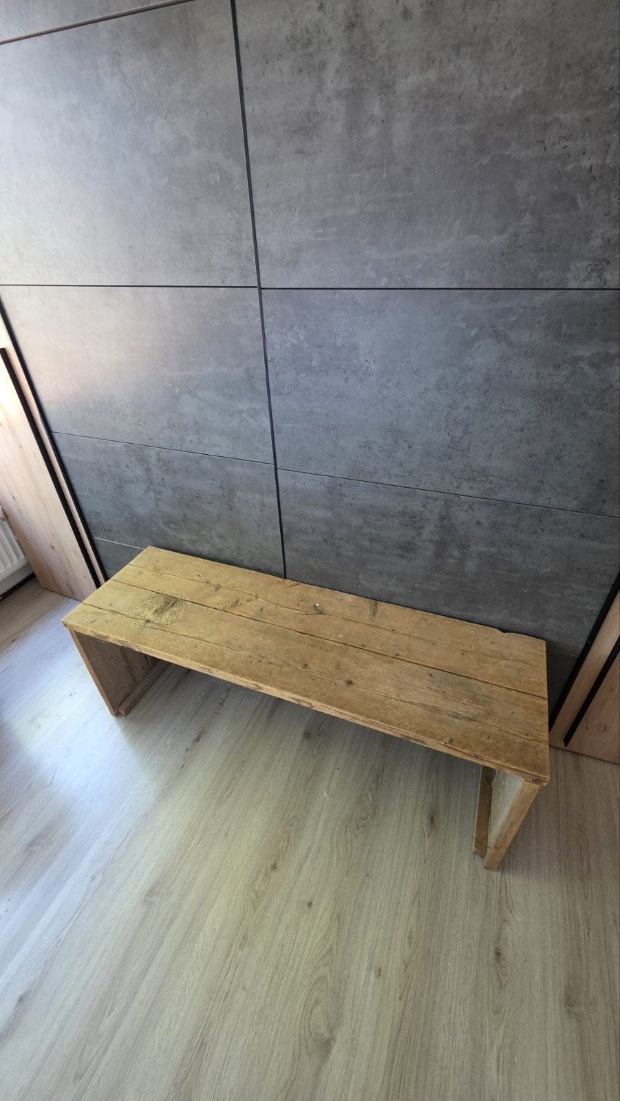 Steigerhouten bank, Tuin en Terras, Ophalen, Gebruikt, Hout