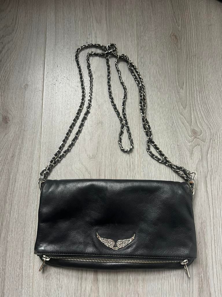 Zadig & Voltaire zwarte leren schoudertas, Sieraden, Tassen en Uiterlijk, Tassen | Schoudertassen, Ophalen of Verzenden, Zo goed als nieuw