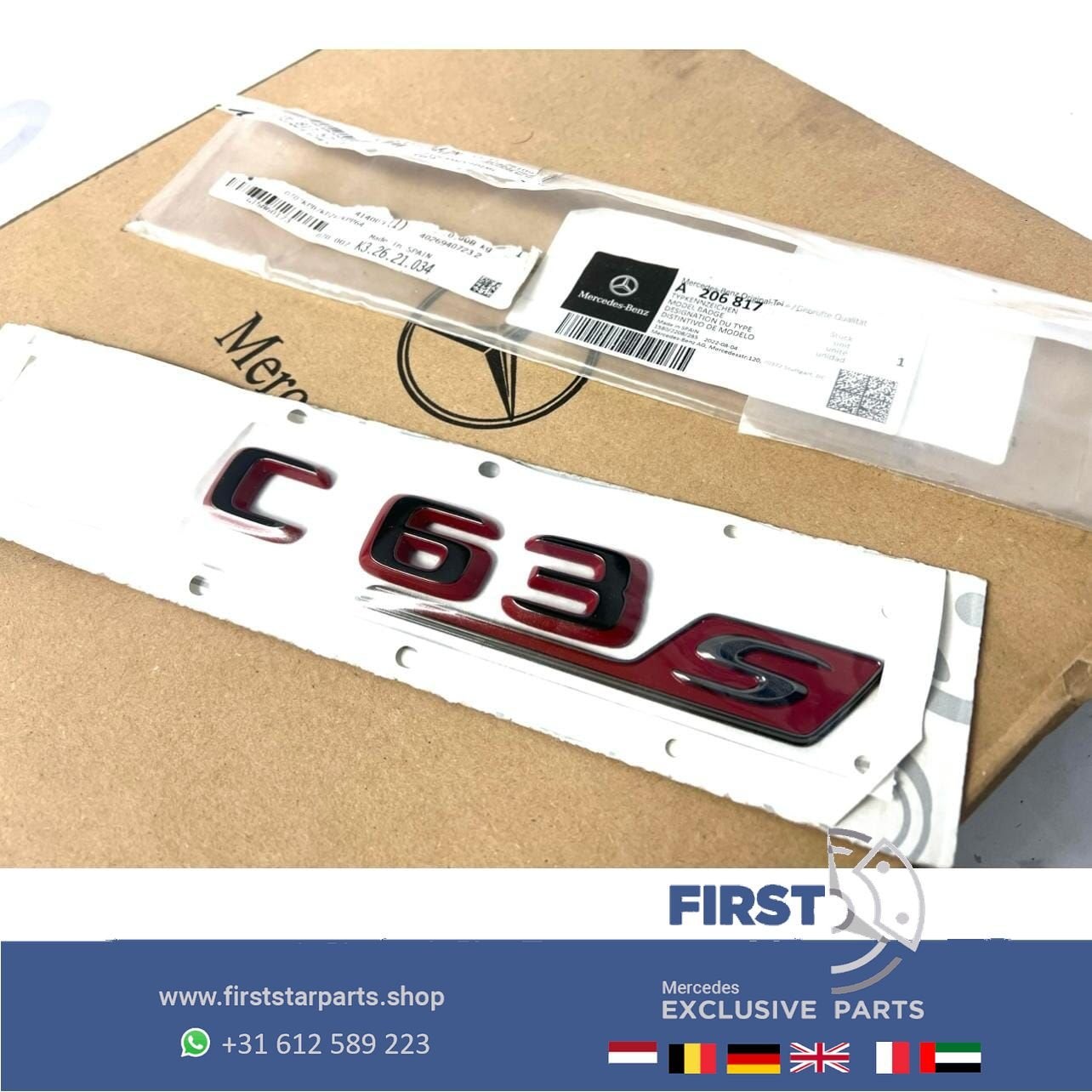 W206 C63 C63s ROOD AMG LOGO EMBLEEM  E PERFORMANCE LETTERS M