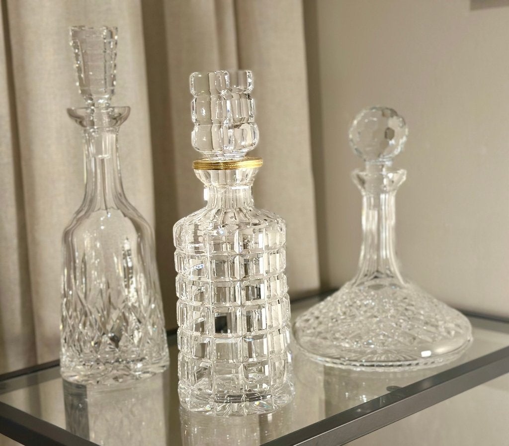 3x Kristallen Whiskey Karaf / Decanter – Geslepen Glas, Antiek en Kunst, Ophalen of Verzenden