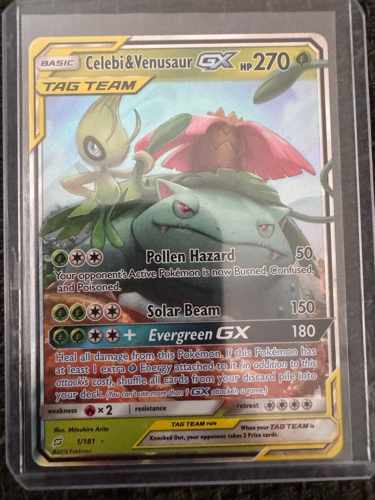 Celebi & Venusaur GX TAG TEAM Pokémon Kaart 1/181, Hobby en Vrije tijd, Verzamelkaartspellen | Pokémon, Ophalen of Verzenden, Zo goed als nieuw