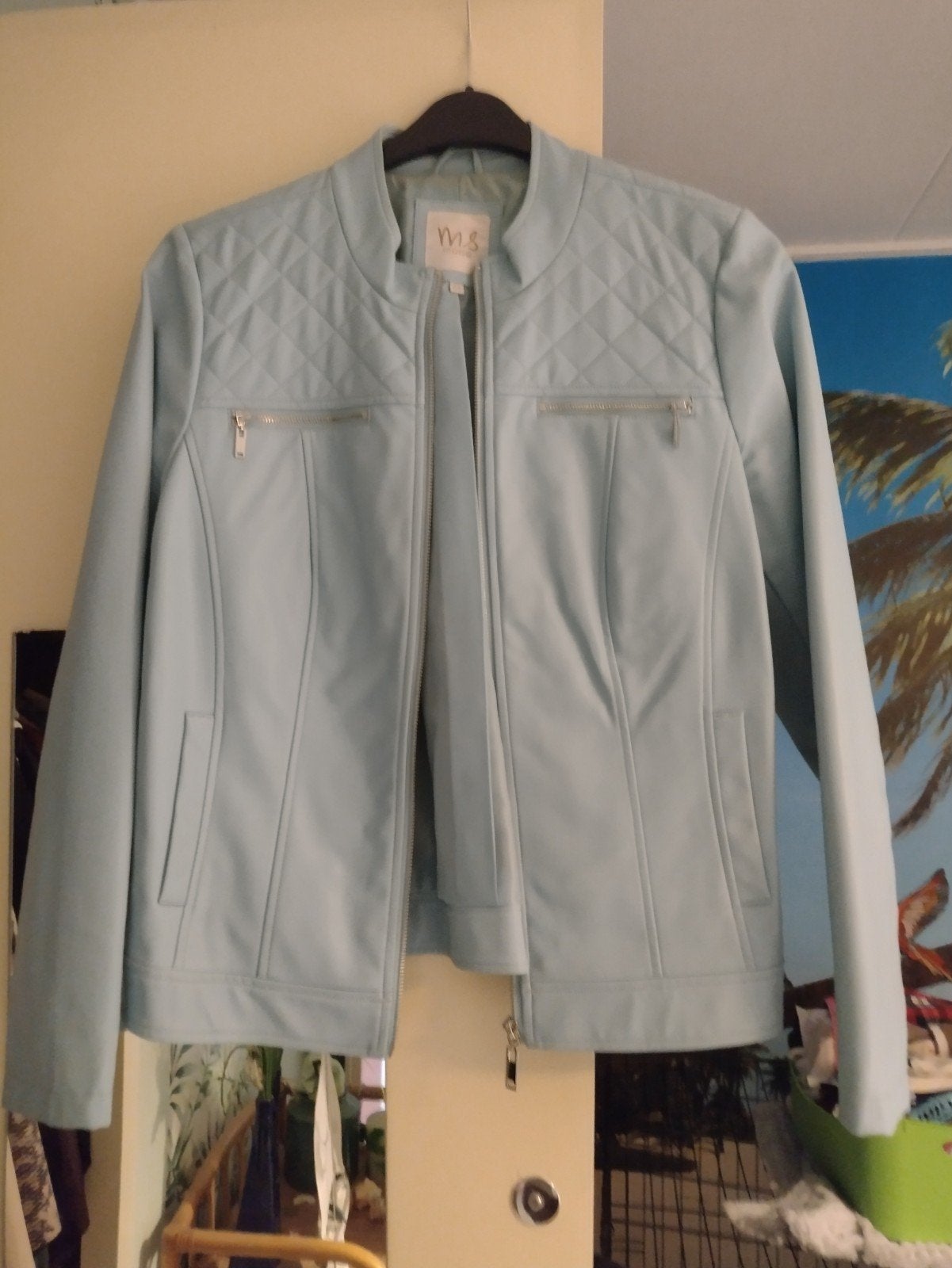 Leuk licht blauwe jack, Ophalen of Verzenden, Zo goed als nieuw, Maat 42/44 (L), Blauw