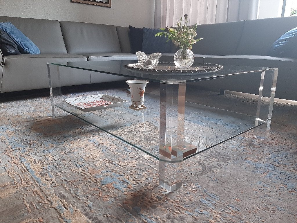 glazen salontafel, Huis en Inrichting, Tafels | Salontafels, Ophalen, 100 tot 150 cm, 50 tot 100 cm, Modern