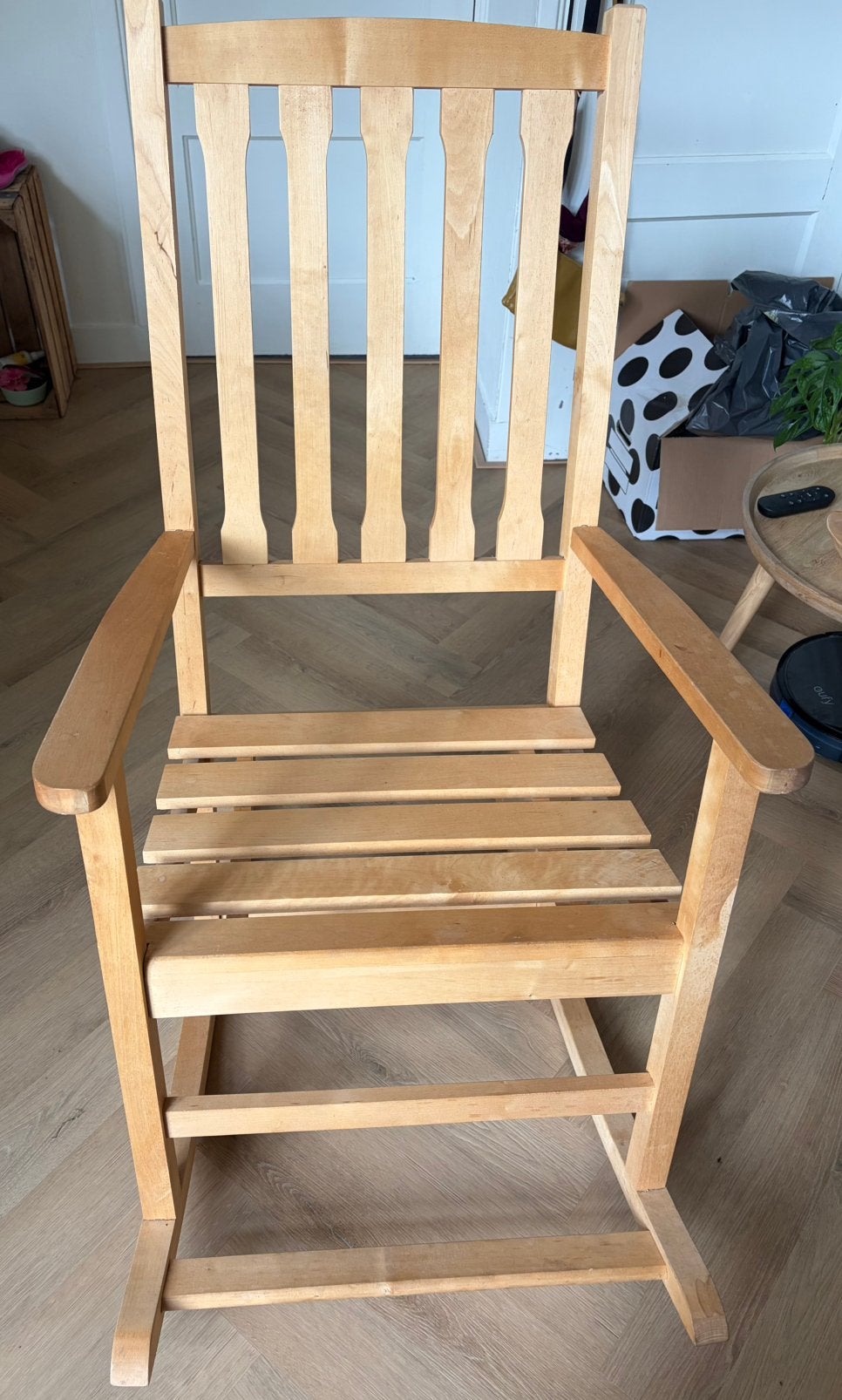 Schommelstoel hout, Ophalen, Wit, Zo goed als nieuw, Eén