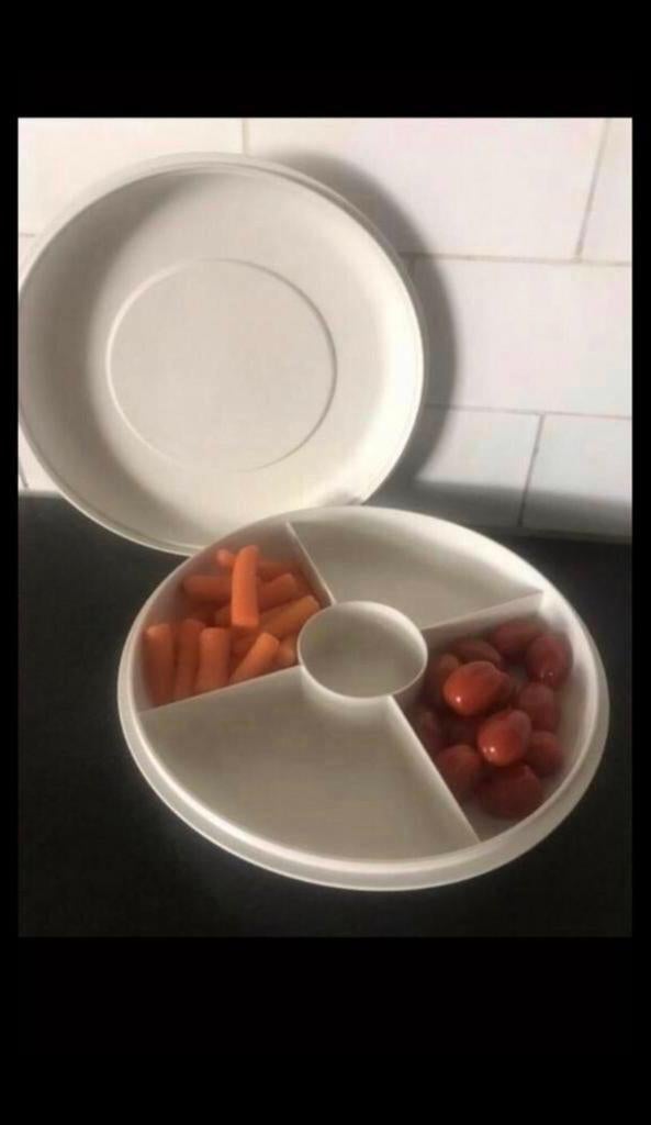 Tupperware vakkenschaal serveerschaal hapjesschaal party, Ophalen of Verzenden, Gebruikt, Wit, Schaal