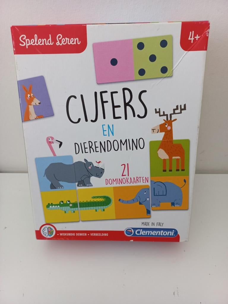 Clementoni Cijfers en Dierendomino - Spelend leren, Ophalen of Verzenden, Zo goed als nieuw, Puzzelen