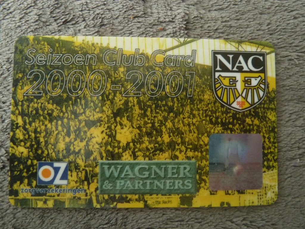 Seizoenclubcard  NAC 2000/2001. Groene achterkant, Ophalen of Verzenden, Gebruikt, NAC Breda, Overige typen