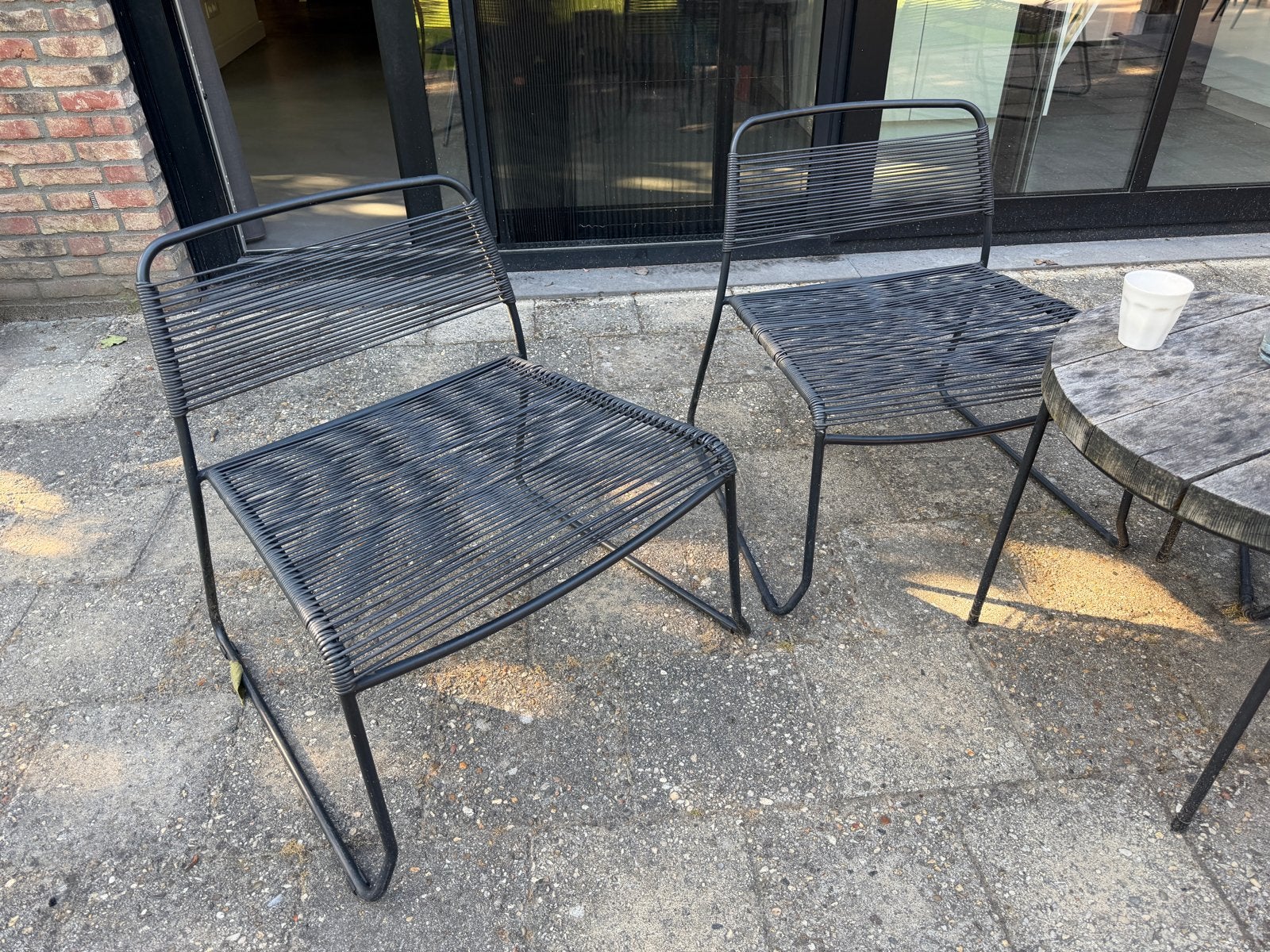 Set van 4 zwarte lage tuinstoelen, Ophalen, Gebruikt, Metaal