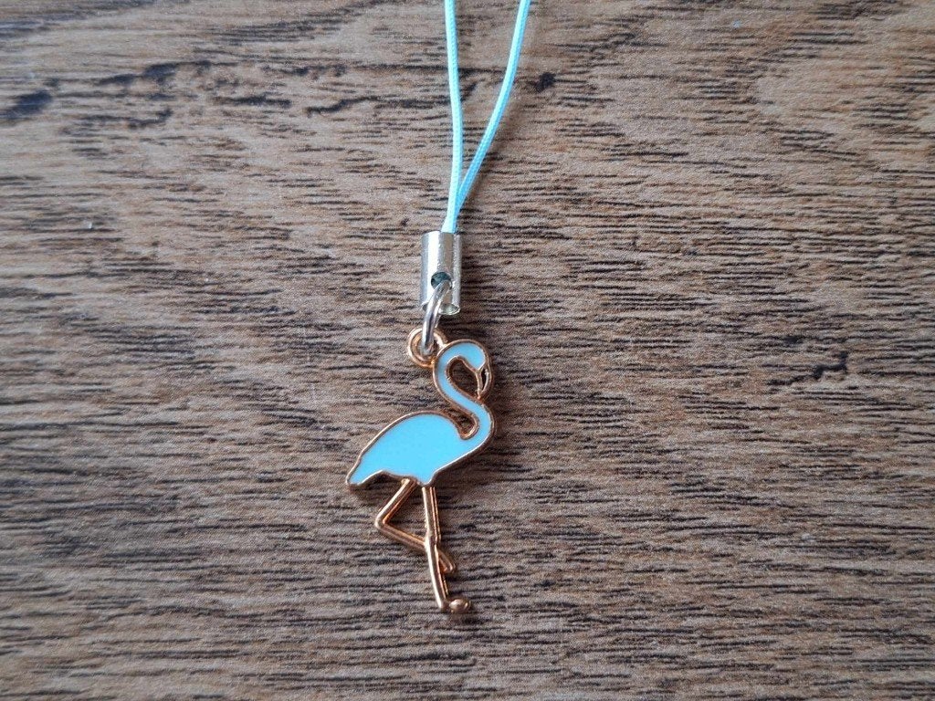 Telefoonhanger : Lichtblauwe Flamingo !!, Info@keycharms.nl, Nieuw, Medemblik, Telefoonhanger of Accessoire