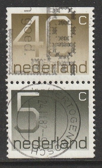 Nederland 1976 C128 Crouwel 40+5c-paar, Gest Den Bosch, Ophalen of Verzenden, Na 1940, Gestempeld