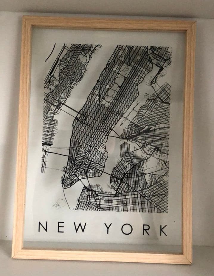 Leuk schilderij new york blank lijstje, Huis en Inrichting, Woonaccessoires | Schilderijen, Tekeningen en Foto's, Ophalen of Verzenden