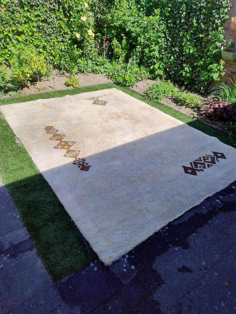Handgeknoopt Berber tapijt Marokko, Ophalen, Gebruikt, Bruin, 200 cm of meer